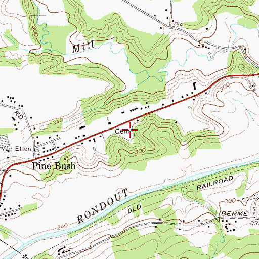 Topographic Map of Pine Bush Cemetery, NY
