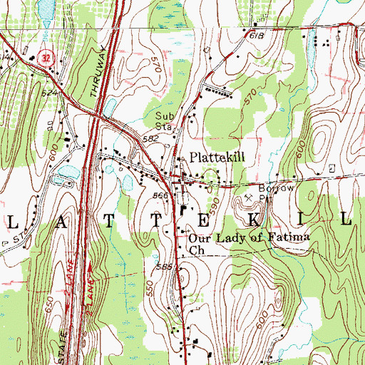 Topographic Map of Plattekill Valley Community Cemetery, NY