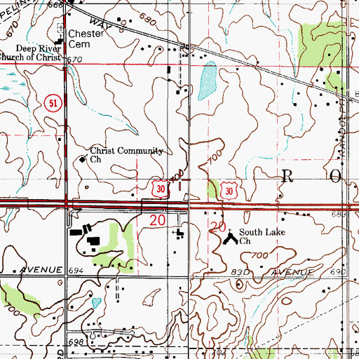 Topographic Map of Eastlake Baptist Church, IN
