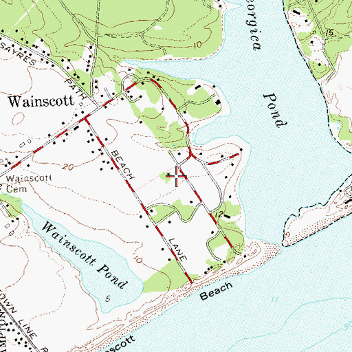 Topographic Map of Wainscott Windmill, NY