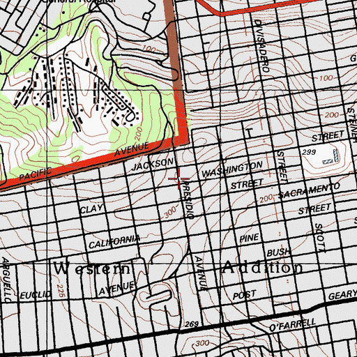 Topographic Map of Swedenborgian Church, CA