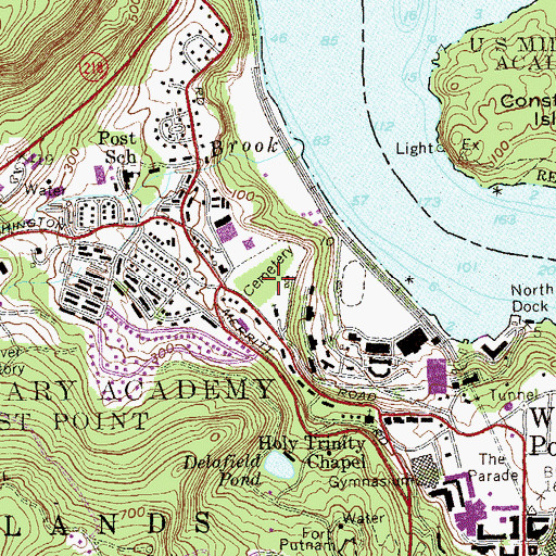 Topographic Map of West Point Cemetery, NY