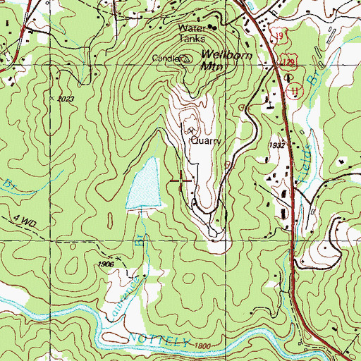 Topographic Map of Blairsville Quarry, GA