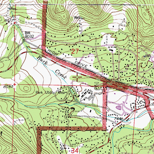 Topographic Map of Rocky Mountain National Park Administration Building, CO