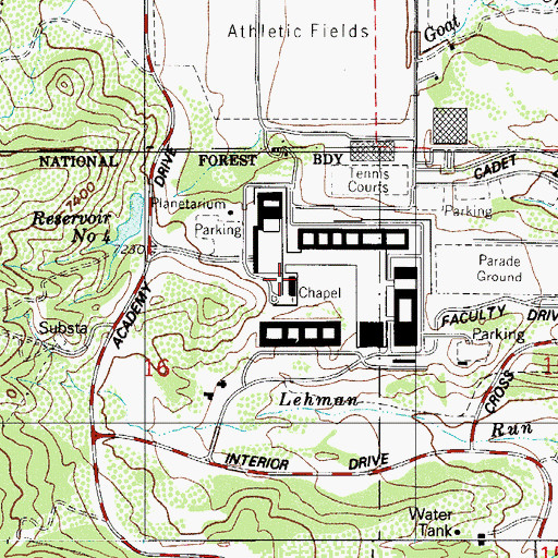 Topographic Map of United States Air Force Academy Cadet Area, CO