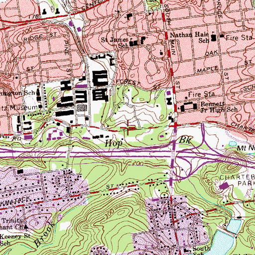 Topographic Map of Cheney Brothers Historic District, CT