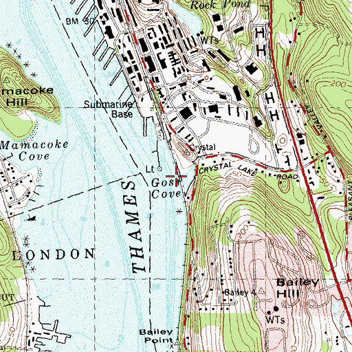 Topographic Map of USS Nautilus, CT