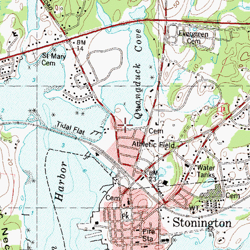 Topographic Map of Nathaniel Palmer House, CT