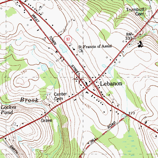 Topographic Map of John Trumbull Birthplace, CT