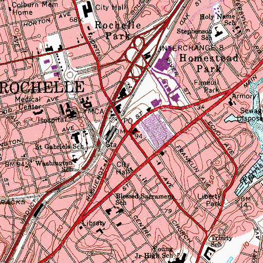 Topographic Map of Pershing Square, NY