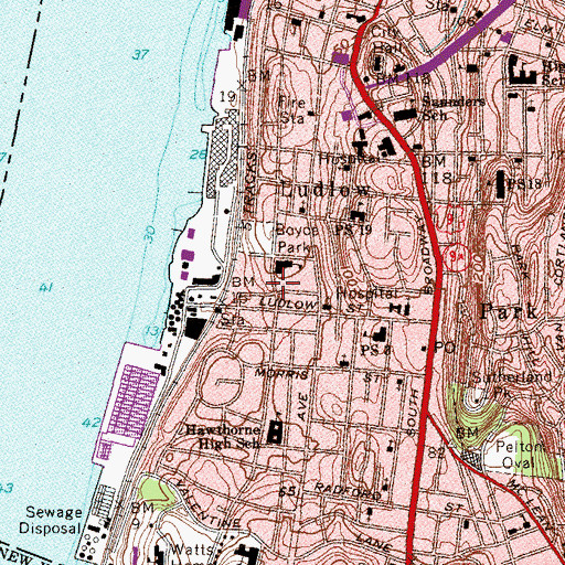 Topographic Map of Joseph E Pickett Memorial Playground, NY