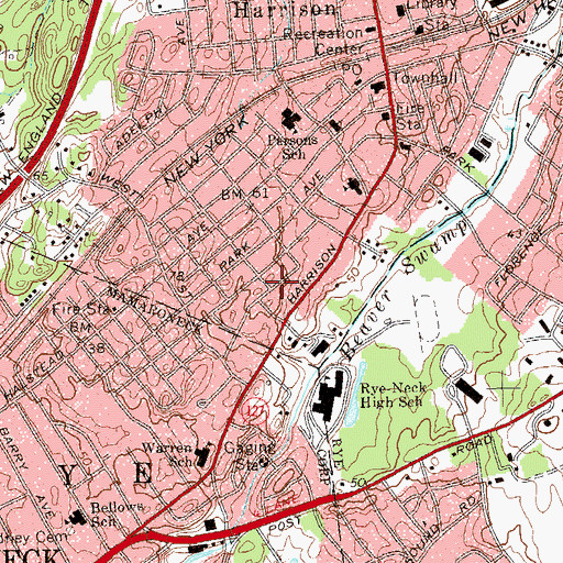 Topographic Map of Rose Avenue Playground, NY