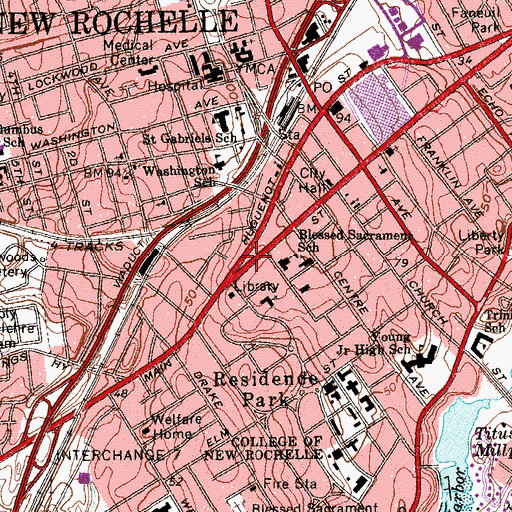 Topographic Map of Roosevelt Square, NY