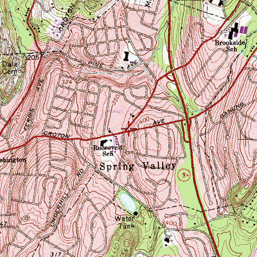 Topographic Map of Roosevelt Square, NY
