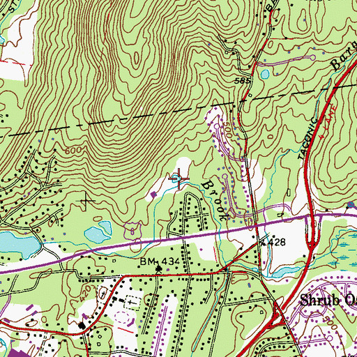 Topographic Map of Shrub Oak Memorial Park, NY