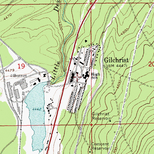 Topographic Map of Gilchrist Junior - Senior High School, OR