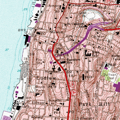 Topographic Map of Waring Park, NY