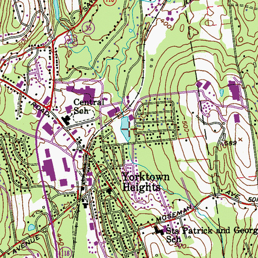 Topographic Map of Yorktown Memorial Park, NY