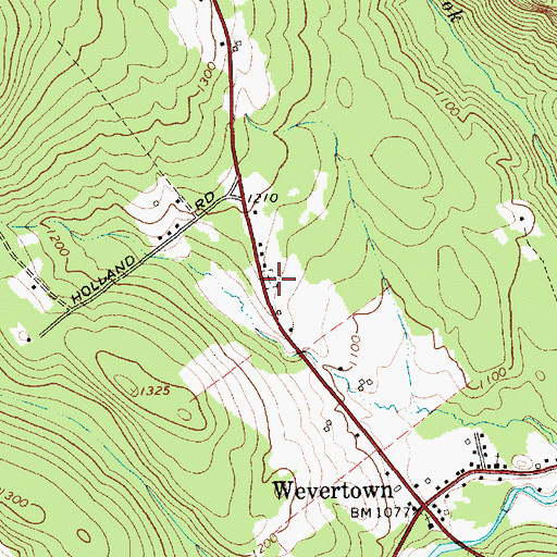 Topographic Map of Wevertown Cemetery, NY