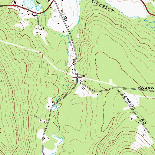 Topographic Map of West Church Cemetery, NY