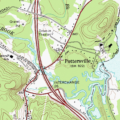 Topographic Map of Pottersville New Cemetery, NY