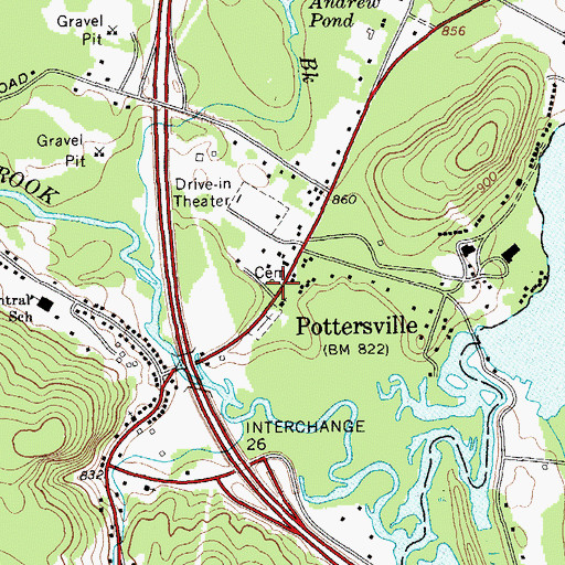 Topographic Map of Pottersville Old Cemetery, NY