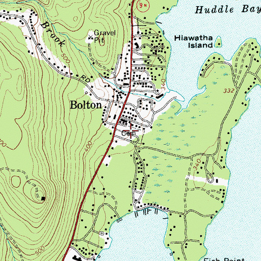 Topographic Map of Bolton Rural Cemetery, NY