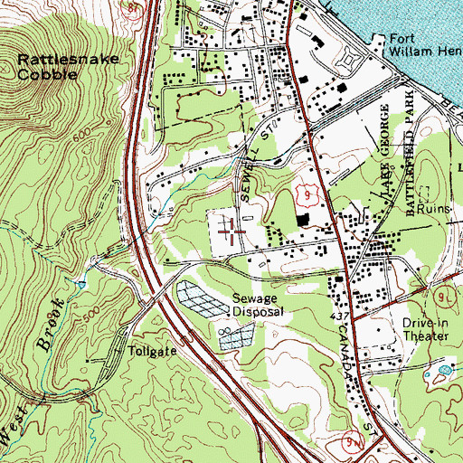 Topographic Map of Evergreen Cemetery, NY
