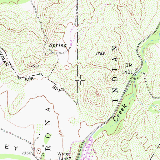 Topographic Map of Barona Reservation, CA