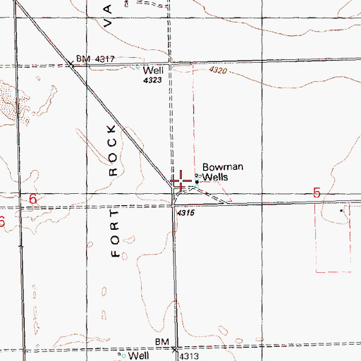 Topographic Map of Bowman Wells, OR