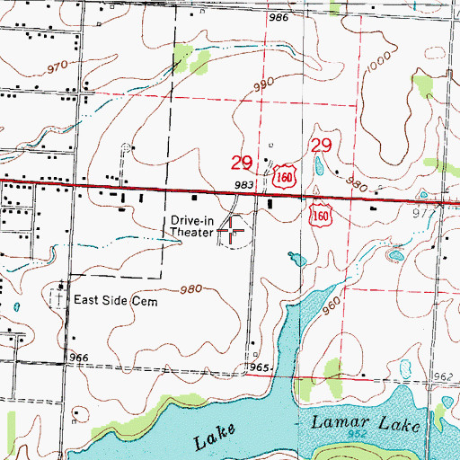 Topographic Map of Barco Drive-In, MO