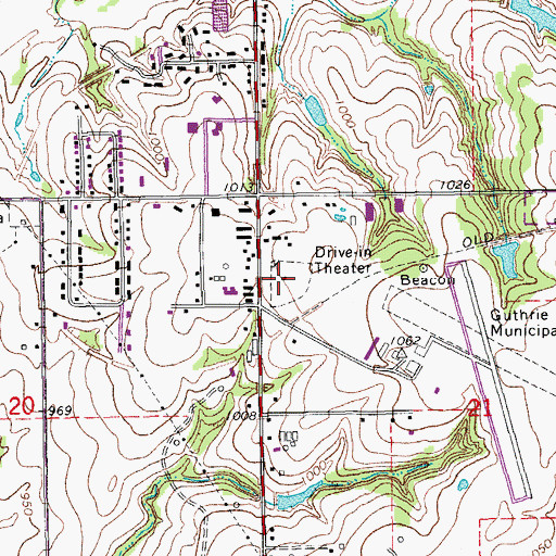 Topographic Map of Beacon Drive-In, OK