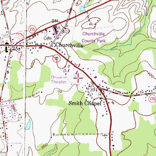 Topographic Map of Bel Air Drive-In, MD