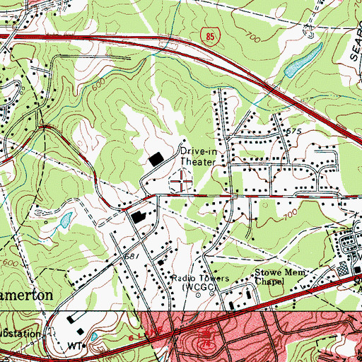 Topographic Map of Belmont Drive-In, NC