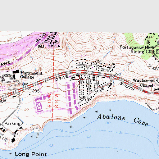 Topographic Map of Rancho Palos Verdes, CA