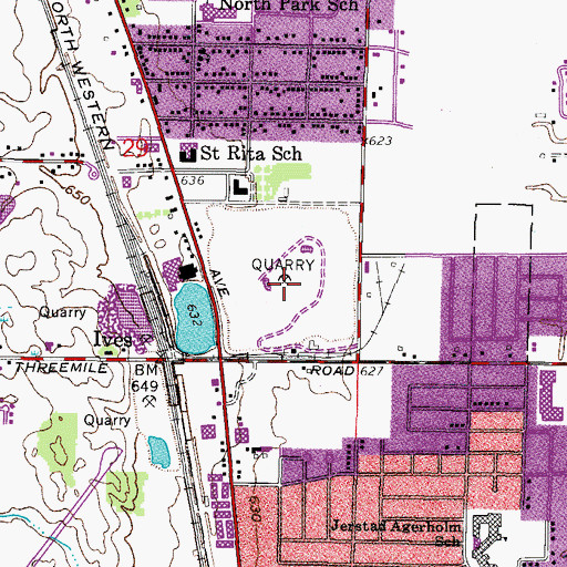Topographic Map of Racine Quarry, WI