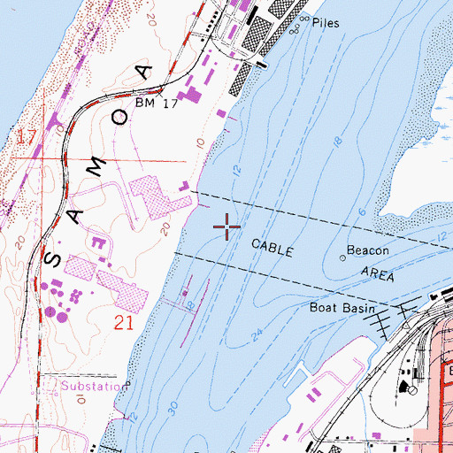 Topographic Map of Samoa Channel, CA