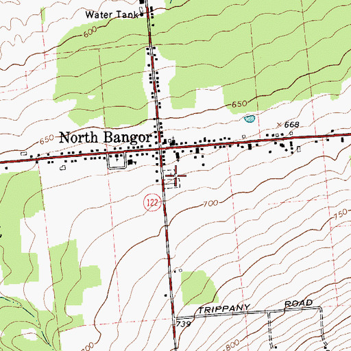 Topographic Map of North Bangor Cemetery, NY