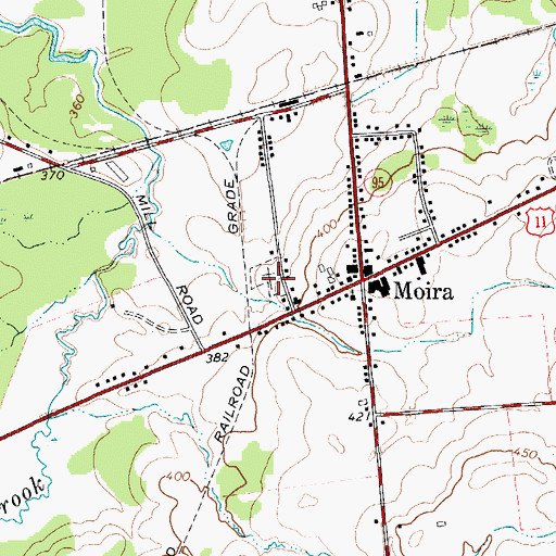 Topographic Map of Moira Community Cemetery, NY