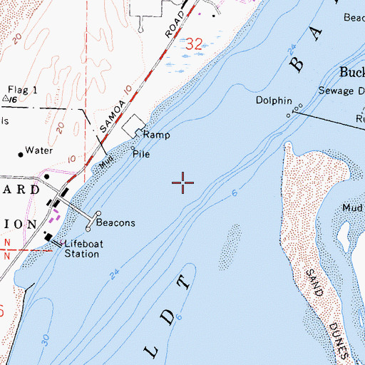 Topographic Map of North Bay Channel, CA