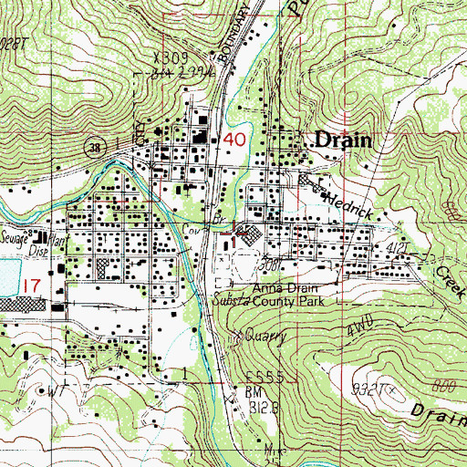 Topographic Map of North Douglas High School, OR
