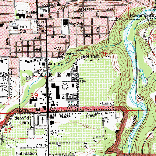 Topographic Map of Horizon Christian School, OR