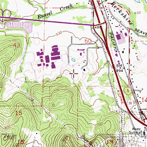 Topographic Map of Oak Hill School, OR