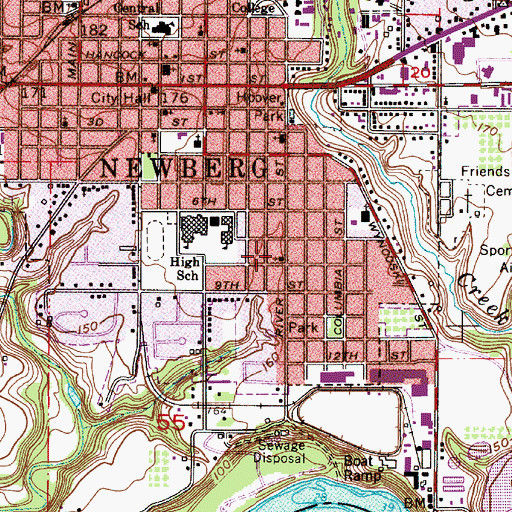 Topographic Map of Chehalem Valley Academy, OR