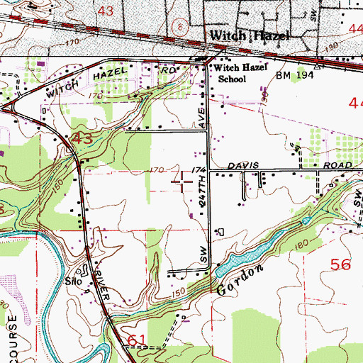 Topographic Map of South Meadows Middle School, OR