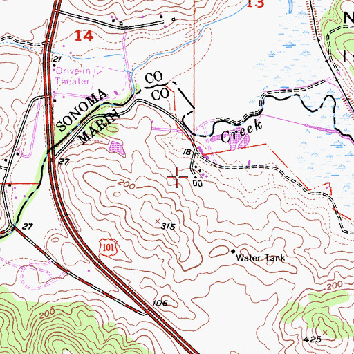 Topographic Map of San Antonio, CA