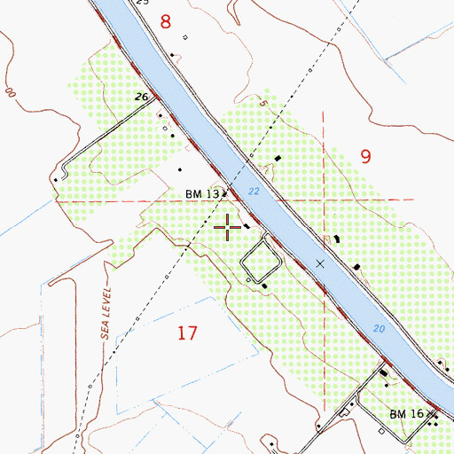 Topographic Map of Coggenshall Landing, CA