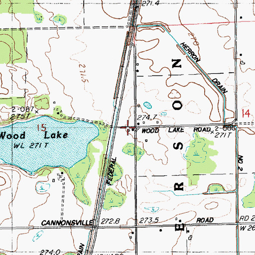 Topographic Map of Wood Lake Station (historical), MI