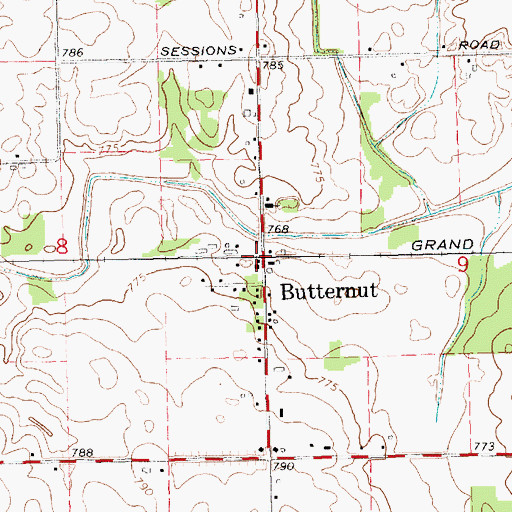 Topographic Map of Butternut Station (historical), MI
