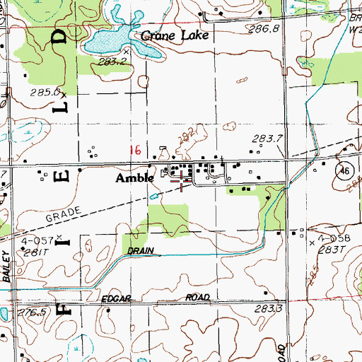 Topographic Map of Amble Station (historical), MI